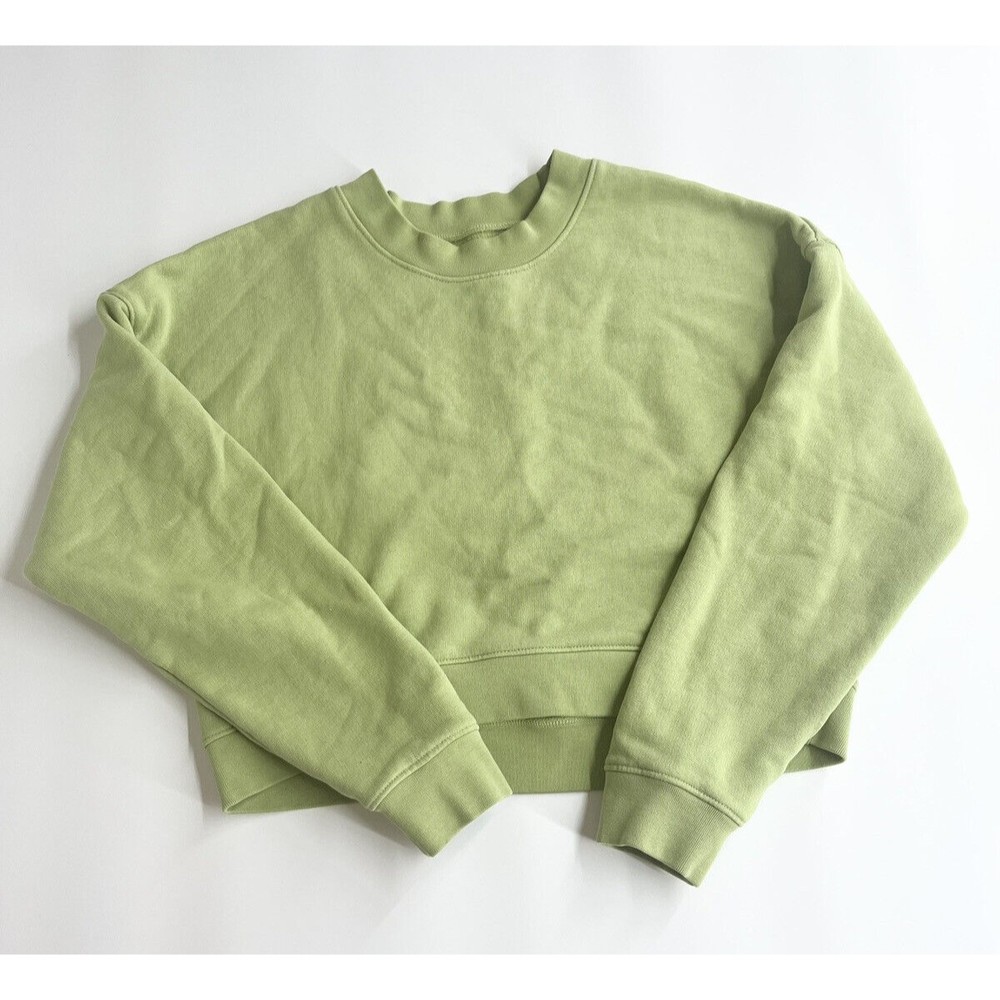 Mate The Label Size Small Womens Organic Fleece Crop Sweatshirt NC3 Green